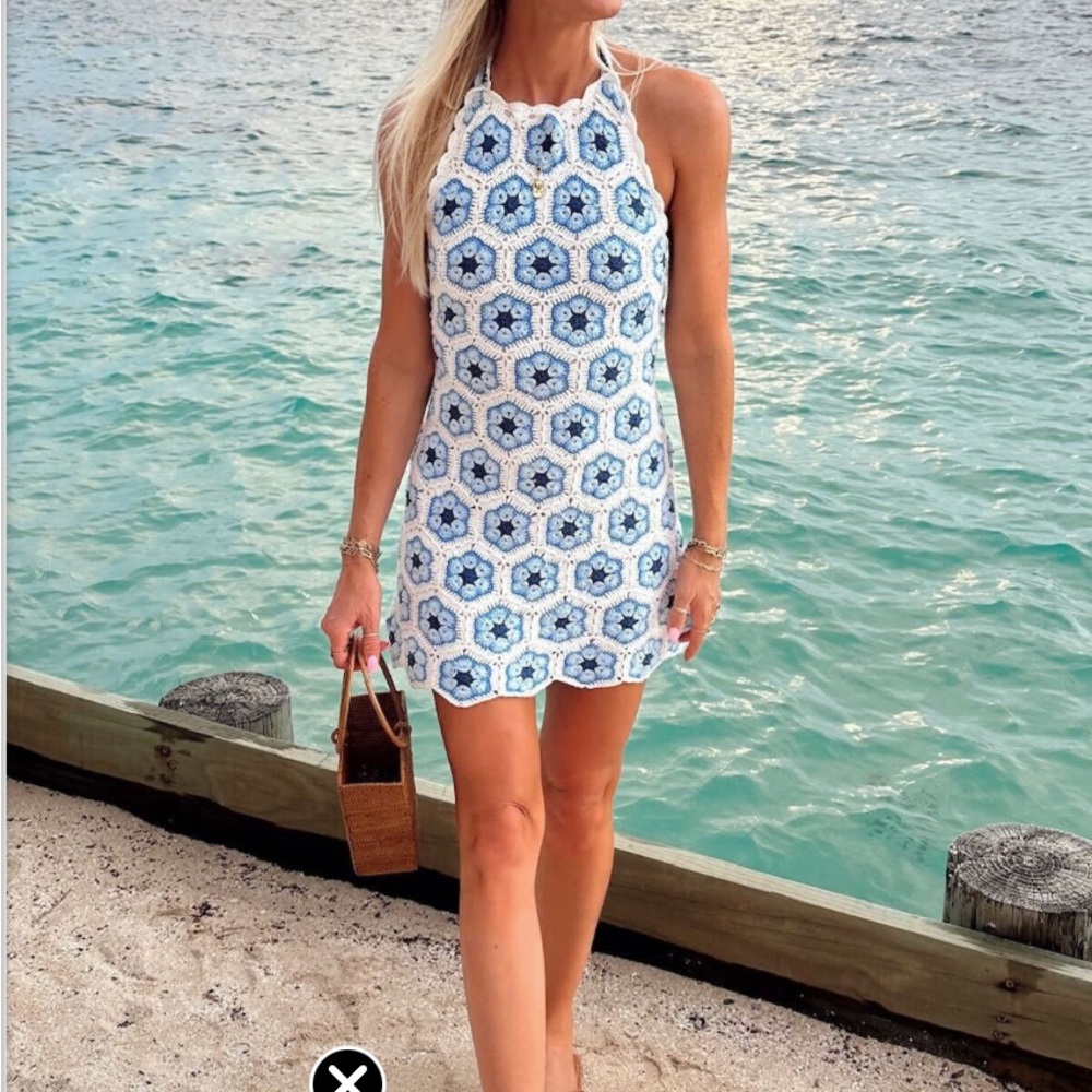 Show Me Your MuMu Blue and White Mini Dress